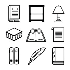library and reading icon bundle