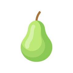 A single, ripe green pear isolated on a white background.