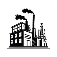 Obraz premium Factory Silhouette with Smoke Stacks