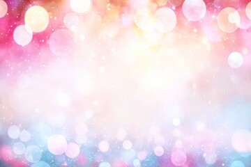 A vibrant, dreamy background of soft pastel colors and blurred bokeh lights creates a magical atmosphere, perfect for invitations, greeting cards, or social media graphics