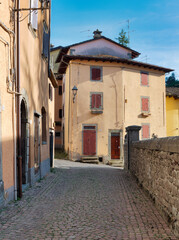Road in the Italian village of Fiumalbo (Modena) on the Tuscan-Emilian Apennines.