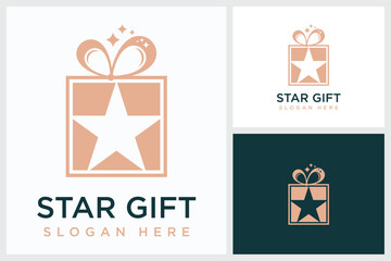 Star Gift Design Inspiration. Star Gift Symbol Logo Vector Template Design, Star Gift Design Logo Vector Illustration