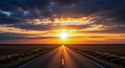 Winding River at Dusk – Dramatic Light Rays and Cloud-Streaked Horizon