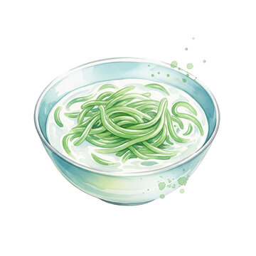 Lod Chong (Cendol), Thai dessert with green noodles in coconut milk