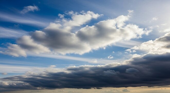 Dramatic Sky with Cumulus and Stratus Clouds