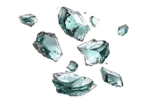 Scattered shards of icy, translucent fragments