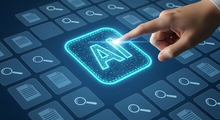 Human hand activating artificial intelligence ai technology digital interface