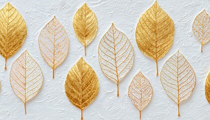 Obraz premium Elegante motivo a foglie in rilievo con finitura oro metallizzato