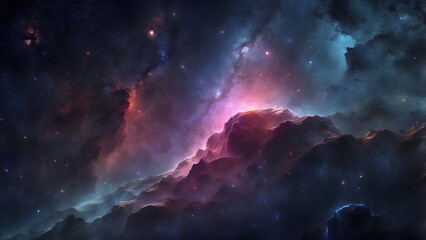 Fototapeta premium A dark nebula hiding faintly glowing stars within.Cinematic theme, HDR, Vibrant