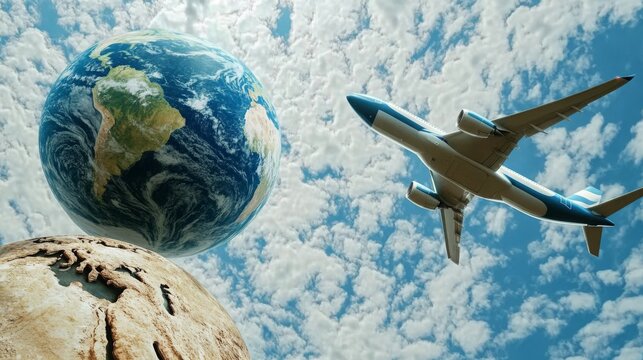 Around-the-world concept, global travel.