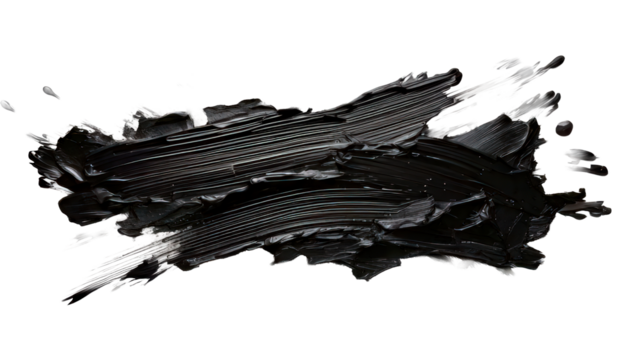 Abstract black brushstroke texture design element against white background