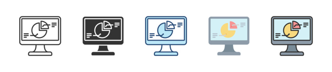 Pie Chart Icon Set Multiple Style Collection