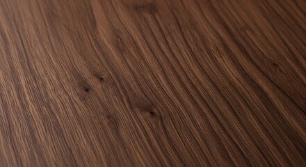 Fototapeta premium Close-up view of rich brown walnut wood grain texture with subtle knots.