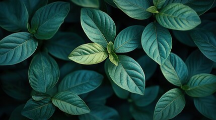 Fototapeta premium Abstract Green Leaf Texture with Tropical Foliage Nature Background for Digital Wallpaper, Eco Poster Design, Botanical Theme Decor, or Educational Material. Vibrant Organic Pattern and Lush Jungle Ae