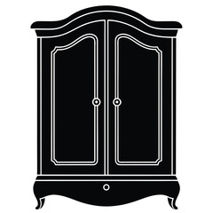 Closed old wooden vintage wardrobe furniture for a home interior design