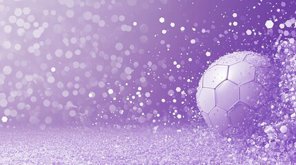 Naklejka premium A purple soccer background with an abstract hexagon pattern and a football ball