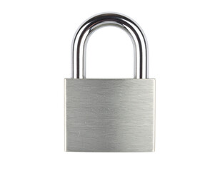 Naklejka premium Padlock security lock metal safety secure protection chrome steel close on transparent background