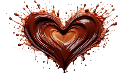 Chocolate heart splash delicious romantic concept for food and valentine designs