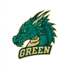 Jade dragon emblem evokes power and strength on white background