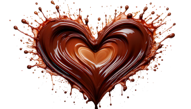 Chocolate heart splash delicious romantic concept for food and valentine designs