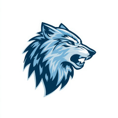 Obraz premium Gray wolf looks aggressive with icy blue tone