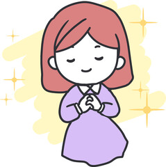 Spiritual Happiness and Inner Peace Girl Art. Symbolizes peace, gratitude, faith, happiness, and spiritual connection. Ideal for themes related to positivity, prayer, and inspiration