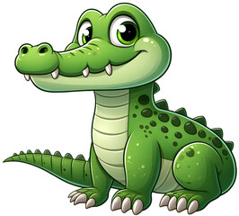 Fototapeta premium Charming cartoon crocodile with a friendly smile in a playful illustration Generative AI