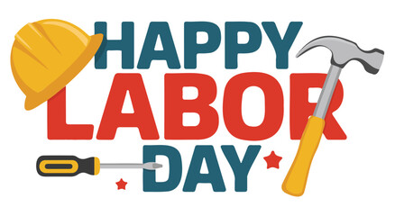 Happy Labor Day USA Celebration Graphic with Tools