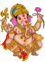 hand drawn digital art of lord ganesh