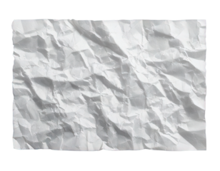 Close up of a crumpled white paper texture with detailed folds and shadows