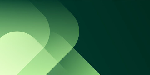 Green abstract background with glowing geometric lines. Modern gradient rounded square lines pattern. Futuristic concept.