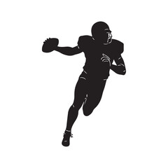 American football player silhouette vector illustration, perfect for sports logos, team designs, football graphics, athlete icons, championship events, and sports branding.