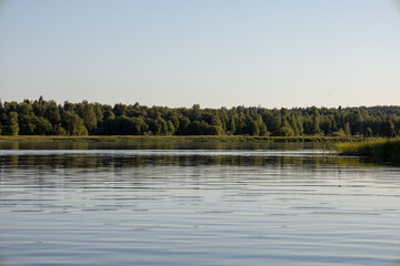 View of Kalix river, Kalixalven, outside of Kalix city on a summer da