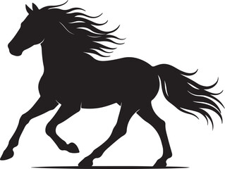 Obraz premium Majestic black horse galloping wild silhouette running