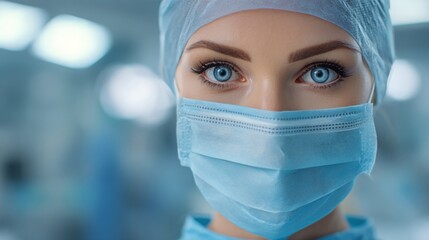 Doctor Wearing Face Mask and Gloves in Clean Room