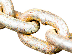 Close up of a rusty metal chain texture and industrial detail