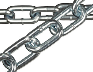 Obraz premium Close up of a shiny silver metal chain against a black background