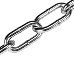 Obraz premium Close up of a shiny metallic chain isolated on a black background