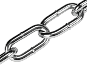 Close up of a shiny metallic chain isolated on a black background