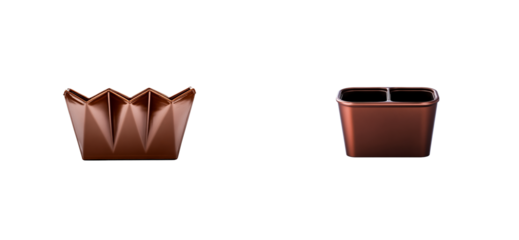 Stylish copper planters on transparent background for modern decor