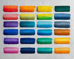 Campioni di acquerello arcobaleno disposti orizzontalmente