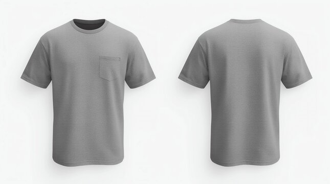 Blank t shirt set bundle pack. Heather grey t shirt isolated on white background with three different style, suitable for mock up or presentation your project.