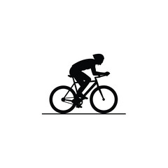 Naklejka premium Silhouette of a cyclist riding a bike, isolated on white background a dynamic representation of speed, endurance, and the pursuit of athletic excellence