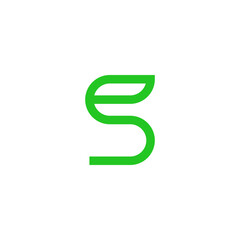 Green Letter S and Leaf logo vector design. 