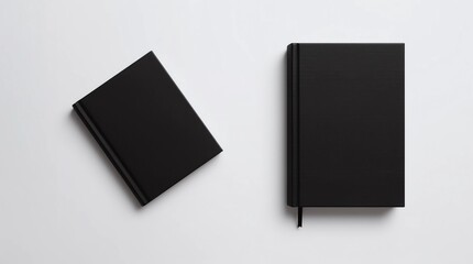 Black Book with textured hard cover Mockup in gray studio. 3d rendering