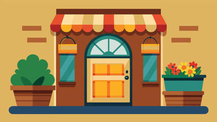 Charming Single Store With Flower Baskets.