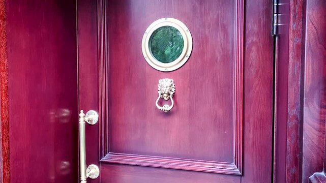 mahogany door with lion golden knocker royal gate 