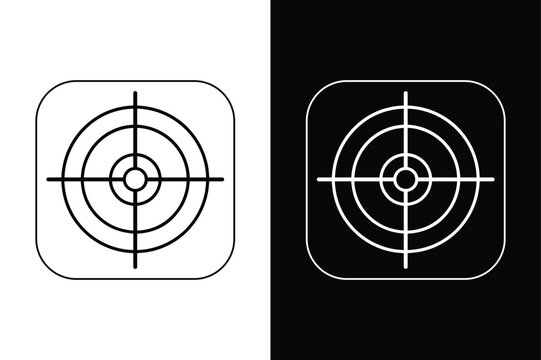 Minimal Line Style Target Business Icons on Black and White Background.