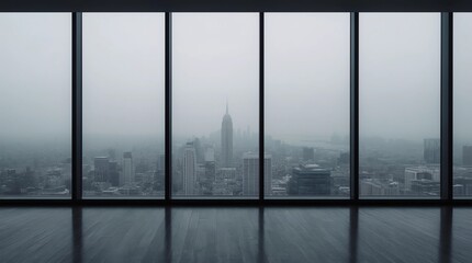 Fototapeta premium Contemporary interior with city view