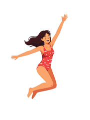 Fototapeta premium ai, png, girl, swimsuit, jumping, summer, beach, joy, fun, excitement, playful, outdoor, happiness, leisure, sunny, colorful, carefree, activity, motion, youth, vitality, spirit, energy, relaxation, s